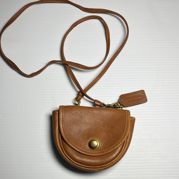 Coach Handbags - Vintage Coach Brown Leather Crossbody Bag with Gold Accent